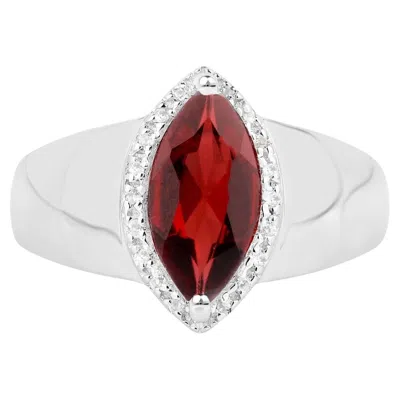 Pre-owned 1stdibs Marquise Cut Red Garnet Ring White Topaz Halo 2.07 Carats Total
