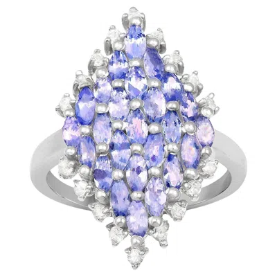 Pre-owned 1stdibs Marquise Cut Tanzanites Cluster Ring White Topazes 2.40 Carats