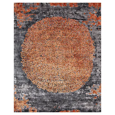 Pre-owned 1stdibs Marquise Hand Knotted Transitional Silk Rug In Rust & Teal Colours By Hands In Green