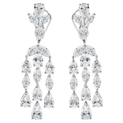 Pre-owned 1stdibs Marquise Pear 10.75 Ct. Diamond Chandelier Drop Earrings Handmade 18k White Gold