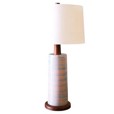 Pre-owned 1stdibs Marshall Studios M191 Lamp Matte White With Sky Blue Brushed Glaze C. 1980s