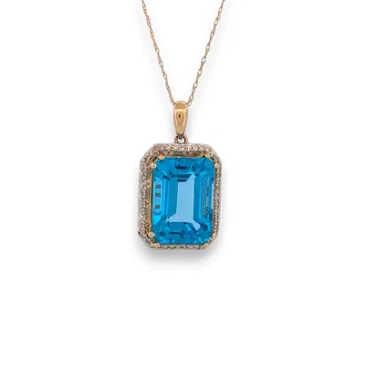 Pre-owned 1stdibs Matilda Blue Topaz Pendant, 14k Yellow Gold With 9.5ct Emerald Cut Blue Topaz