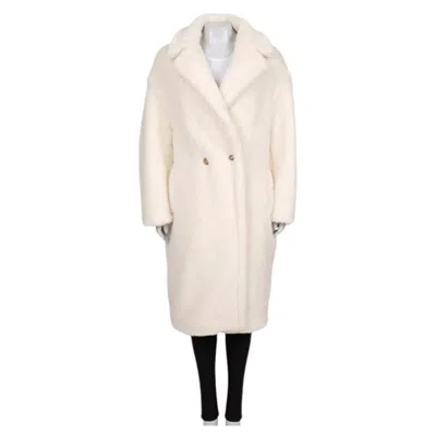 Pre-owned 1stdibs Max Mara White Straight Cut Teddy Coat L