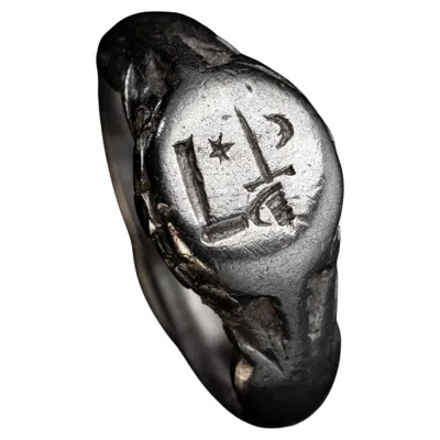Pre-owned 1stdibs Medieval Silver Signet Ring With Arm Holding Sword Ref: 179526 In Multi