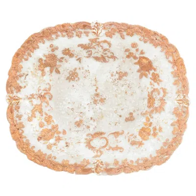 Pre-owned 1stdibs Meissen. Antique Rectangular Dish In Porcelain With Rococo Relief. Ca. 1890s In Sand
