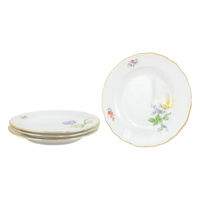 Pre-owned 1stdibs Meissen. Four Antique Porcelain Plates With Floral Decorations. Late 19th C. In Gray