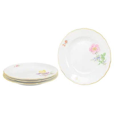 Pre-owned 1stdibs Meissen. Four Porcelain Dinner Plates With Floral Decorations. Late 19th C. In Gray