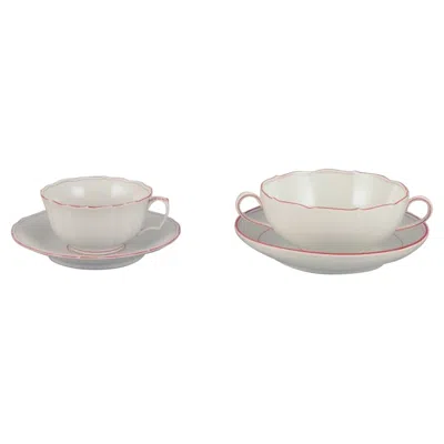Pre-owned 1stdibs Meissen, Germany. Tea Cup And Bouillon Cup With Saucers In Porcelain. In Gray