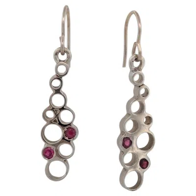 Pre-owned 1stdibs Michelle Handmade 14k White Gold Earrings With Natural Rubies By Barb Evans