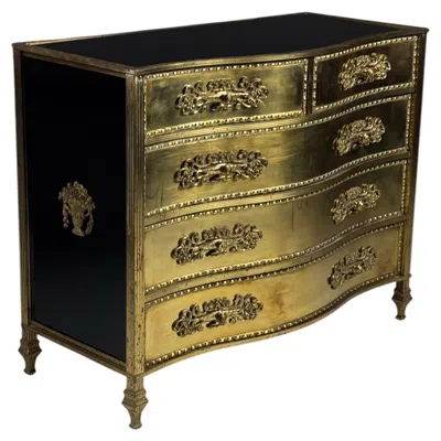 Pre-owned 1stdibs Mid Century Golden Coloured Copper Chest Of Drawers In Brown