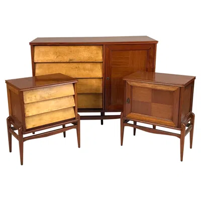 Pre-owned 1stdibs Mid Century Italian Parchment Three Piece Storage Suite In Brown