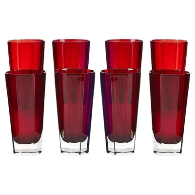 Pre-owned 1stdibs Mid Century Modern Ruby Red Highball Glasses Service / Eight People