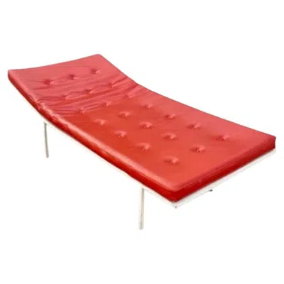 Pre-owned 1stdibs Mid Century Modern Tuffted Vinyl Metal Frame Chaise Lounge Daybed In Red