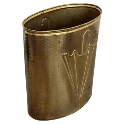 Pre-owned 1stdibs Mid Century Modern Umbrella Stand In Hammered Brass, Italy 1960s In Brown