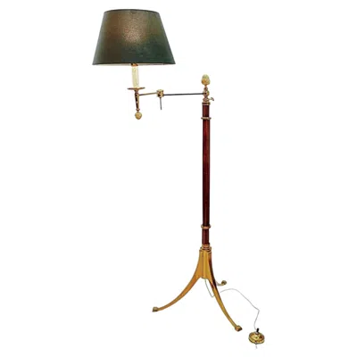 Pre-owned 1stdibs Mid-20th Century Brass And Wood Library Or Reading Floor Lamp. In Brown