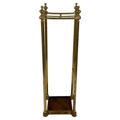 Pre-owned 1stdibs Mid-century Brass Metal Umbrella Cane Stand, England In Brown