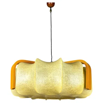 Pre-owned 1stdibs Mid-century Cocoon Pendant Lamp, Resin & Pine Wood, Italy, 1960s In Brown