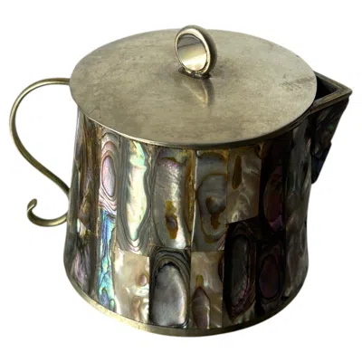 Pre-owned 1stdibs Mid-century Modern Abalone Shell Jar, Alpaca, Mexico, 1970s Art In Gray