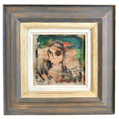 Pre-owned 1stdibs Mid-century Modern French Expressive Portrait Painting On Canvas In Brown