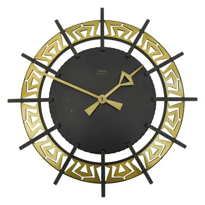 Pre-owned 1stdibs Mid-century Modern Iron And Brass Wall Clock By Diehl Dilectron, 1960s In Black