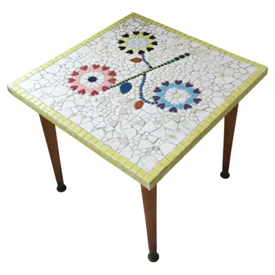 Pre-owned 1stdibs Midcentury Modern Mosaic Tile Top End Table, Circa 1960s In Brown