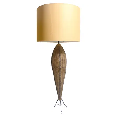 Pre-owned 1stdibs Mid-century Modern Rattan Table Lamp, Italy, 1970s In Sand
