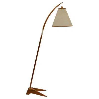 Pre-owned 1stdibs Mid-century Modern Scandinavian Wooden Arc Floor Lamp, 1950s In Sand