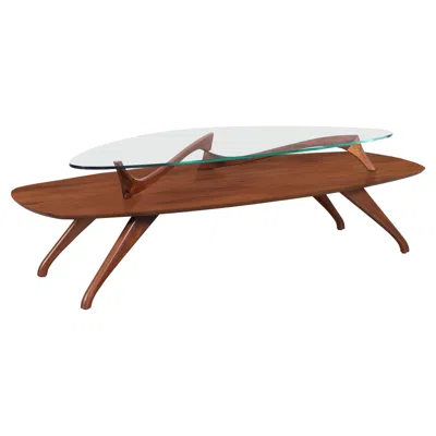 Pre-owned 1stdibs Mid-century Modern Sculptural Walnut And Glass Coffee Table, 1960s In Brown
