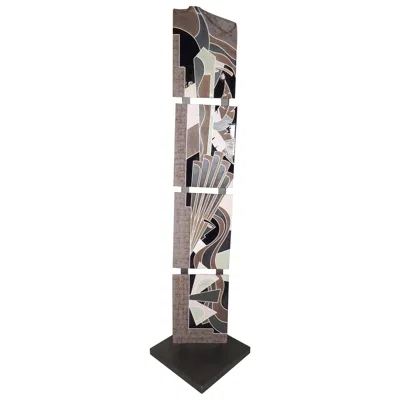 Pre-owned 1stdibs Mid-century Modern Standing Tile Art In Gray