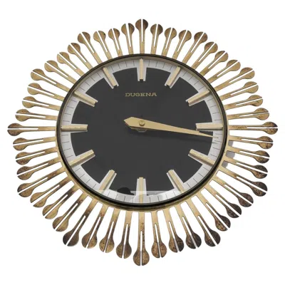 Pre-owned 1stdibs Mid-century Modern Sunburst Wall Clock By Dugena In Brass, 1960s, Germany In Brown