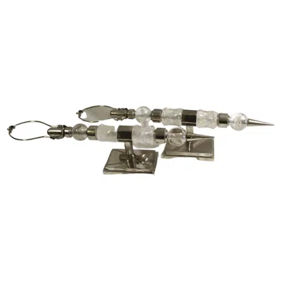 Pre-owned 1stdibs Mid-century Modern/deco Rock Crystal Sconces In Transparent