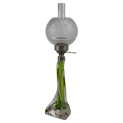 Pre-owned 1stdibs Mid-century Sommerso Art Glass Table Lamp With Cut Crystal Shade, 1950s In Transparent