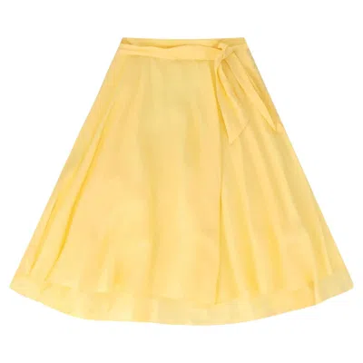 Pre-owned 1stdibs Miguelina Linen Midi A-line Skirt In Orange