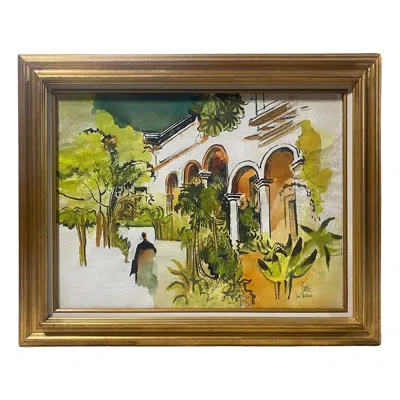 Pre-owned 1stdibs Milford Zornes Signed Original California Artist Midcentury Watercolor Painting In Brown