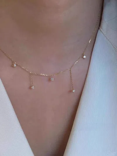 Pre-owned 1stdibs Minimalist Moissanite Chain Necklace 925 Sterling Silver Necklace Gift For Women In Multi