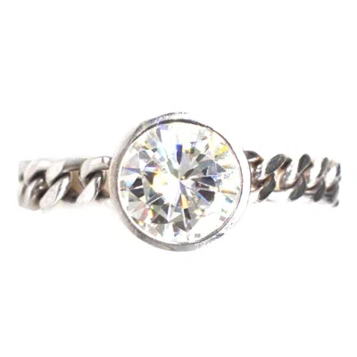 Pre-owned 1stdibs Modern 18ct White Gold, 1.8 Carat Diamond Solitaire Chain Ring