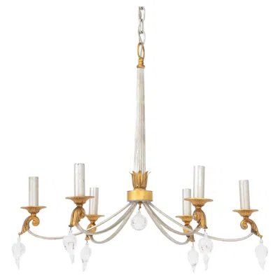 Pre-owned 1stdibs Modern Art Glass Gilt And Silvered Wood Six Branch Candlestick Style Chandelier In Brown