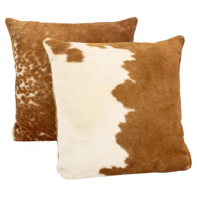 Pre-owned 1stdibs Modern Cowhide Throw Pillows, Pair In Brown