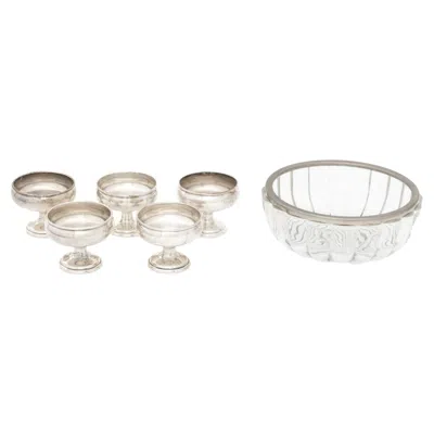 Pre-owned 1stdibs Modern Crystal And Silverplate Bowl And Dishes, 6