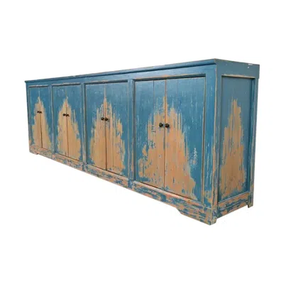 Pre-owned 1stdibs Modern Distressed Blue Painted Monumental Sideboard By Van Thiel