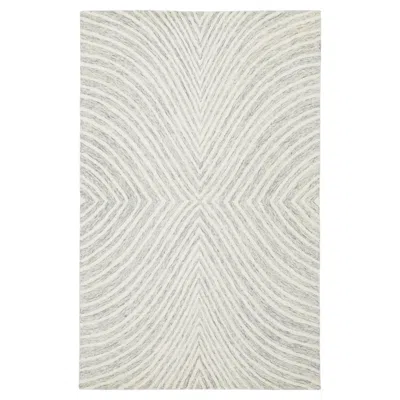 Pre-owned 1stdibs Modern Hand-tufted Wool Area Rug With Geometric Optical Wave Design In Sage In Gray