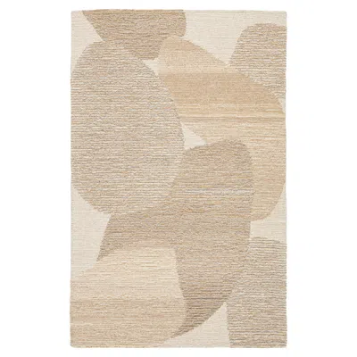 Pre-owned 1stdibs Modern Hand-tufted Wool Rug With Abstract Organic Pebble Motif In Camel & Ivory In White