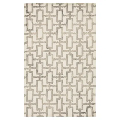 Pre-owned 1stdibs Modern Hand-tufted Wool Rug With Contemporary Geometric Trellis Pattern In Ivory In White