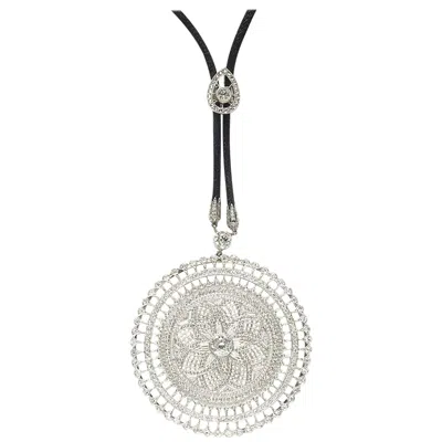 Pre-owned 1stdibs Modern Mandala Diamond And Platinum Pendant On Black Cord