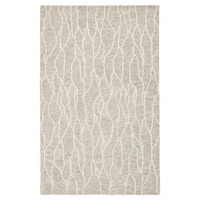 Pre-owned 1stdibs Modern Style Hand-tufted Wool Area Rug Neutral Abstract Wave Pattern In Sand