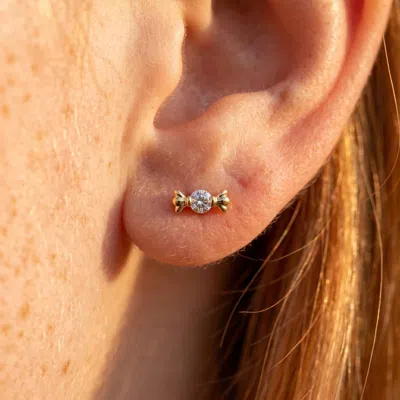 Pre-owned 1stdibs Moissanite Candy Shaped Earring For Women 925 Sterling Silver Tiny Studs Earring In Multi