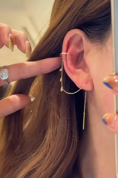 Pre-owned 1stdibs Moissanite Chain Earring Beautiful Gift For Her 925 Silver Dangle Earrings . In Multi