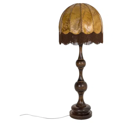 Pre-owned 1stdibs Monumental Scandinavian Parchment Floor Lamp With Original Fringe, 1930s In Brown