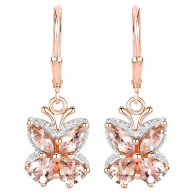 Pre-owned 1stdibs Morganite Dangle Earrings 1.86 Carats 18k Rose Gold Plated Silver In Red