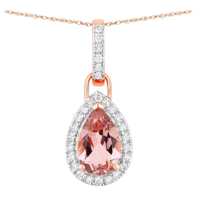 Pre-owned 1stdibs Morganite Pendant With Diamonds 0.78 Carats 14k Rose Gold In Red